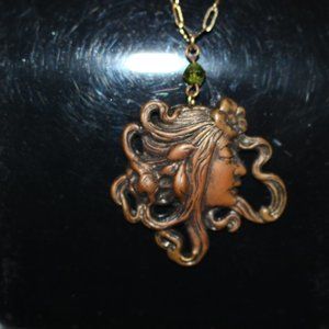 Vintage Beautiful Jools Art Nouveau Lady Style  Necklace Ladies 1980s - 90s New